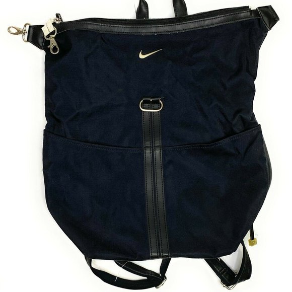 Vintage Nike Center Swoosh BackPack Bag Black 90s Red Tag Sports Gear - Picture 1 of 10